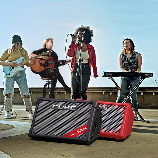Roland CUBE-Street EX speaker outdoor road show portable playing and singing electric blowpipe electric guitar outdoor playing and singing speaker EX black + functional battery + trolley bag + Shure SM58S