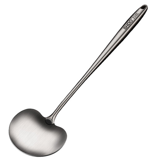 Shandahuang (SHDO) German 316L stainless steel mushroom spatula, household cooking spatula, solid wood handle frying spoon, special food-grade mushroom spatula, 316L all-steel model, extended model 44*11cm
