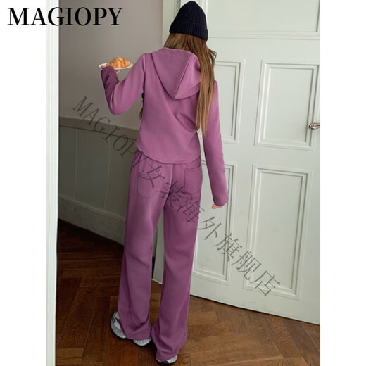 Magiopy International Luxury High-End-Marke Salt-Salt-Salt-Lässer-Sport-Sport-Set 2025 Spring Slim Modelle Purple Jacket Purple Two-Tiefe Set S (100jin [Jin gleich 0,5 kg]))