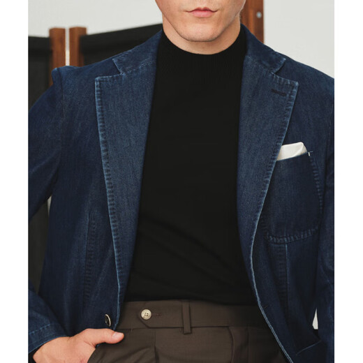 
BG GLAMURB light luxury brand men's sweater half turtleneck black pullover base shirt autumn and winter inner round neck sweater black 8885 L