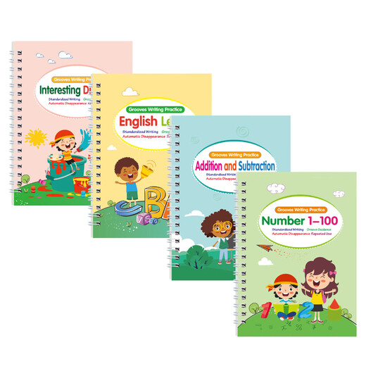 Cross-frontière Full English Groove Copybook Children's Pen Control Training Education Early Education Improble Écrire bâton bébé Écriture Écriture Livre aléat