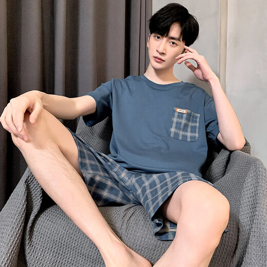恺芮虎男士睡衣男夏季短袖棉质男款夏天薄款男生可外穿大码家居服 HD9928 XL