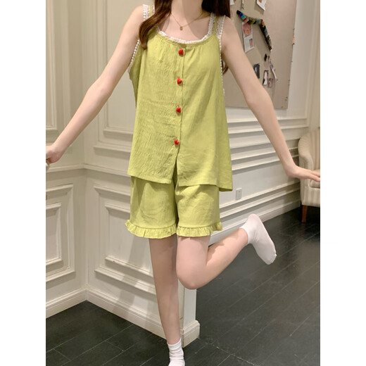 
Modal Yunduo cotton pajamas for women in summer with chest pad sexy suspender set fashionable women's home clothes can be worn outside 9226 Apricot M (80-100Jin [Jin equals 0.5 kg])
