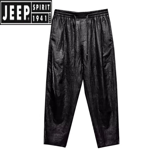 JEEP SPIRIT夏季中国风男士香云纱桑蚕丝长裤宽松大码阔腿裤子男装中老年唐装  黑色长裤9226  M 建议100-115斤