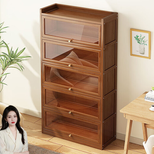 Baihengda dust-proof bookshelf floor-standing home living room with door display cabinet storage shelf storage storage cabinet bookcase integrated wall-mounted 40 models 2 layers gray transparent acrylic