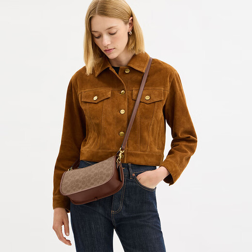 COACH Gift Women's WAVERLY Handbag Shoulder Bag Buckle Trendy Removable Shoulder Strap Handbag Women's Bag B4/Brown Yellow Brown