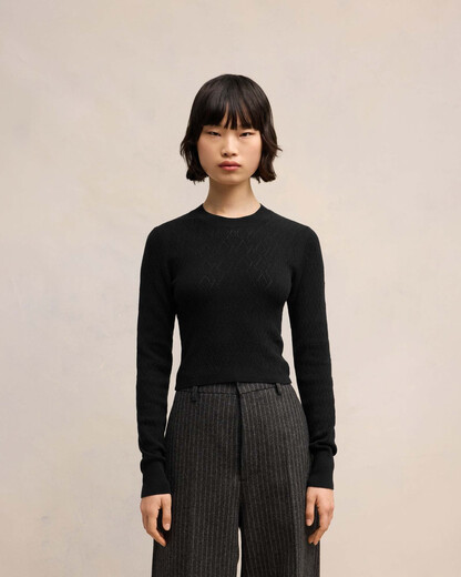 Ami Paris 24fw de Coeur сетчатой ​​круглый свитер женский цвет женский цвет FKS135Kn0049. 20 XXS