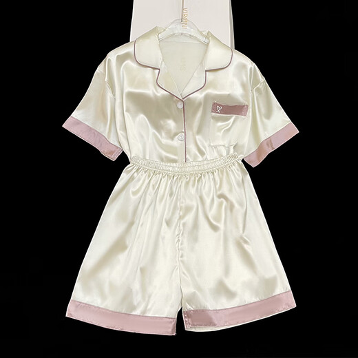 
Yalu Women's Pajamas Summer Outdoor Set 2025 Fashion New Short Sleeve Thin Home Suit Spring and Summer FS_9214# Cardigan Double Short Lace Pocket M