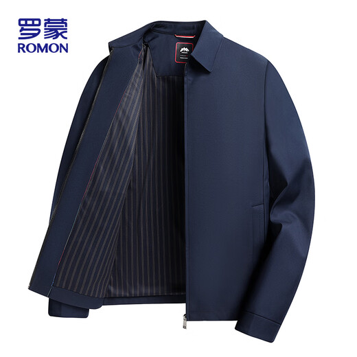 ROMON executive jacket men's coat men's autumn business casual seamless lapel middle-aged and elderly dad wear 507 navy XL