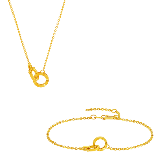 Saturday Blessing Double Ring Gold Necklace Pure Gold Pendant Bracelet Zodiac Horse Zodiac Year Price Approximately 3.46g Chain Set 40+5cm