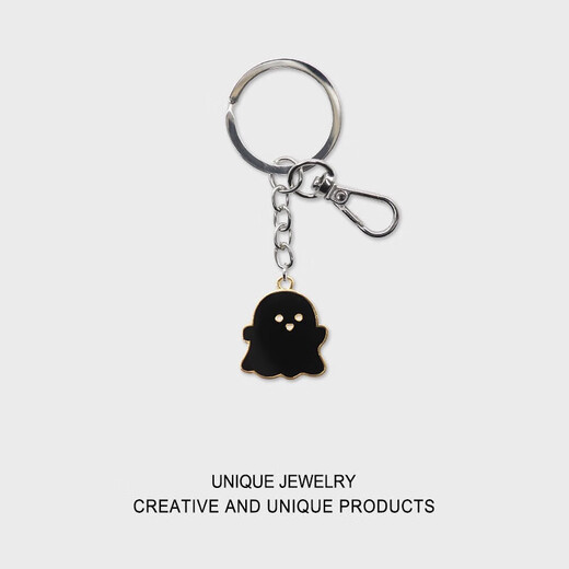 
[White Ghost] Keychain Simple Cartoon Accessories Men and Women's Schoolbags Keychain Couple Ornaments Black White + Black