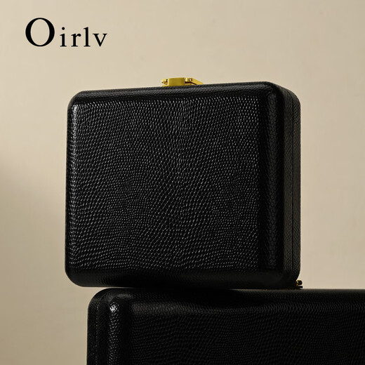 Duobaoni light luxury jewelry box high-end leather jewelry display storage ring necklace earring box jewelry display gift box 12-position pendant/necklace box (black)-H15606