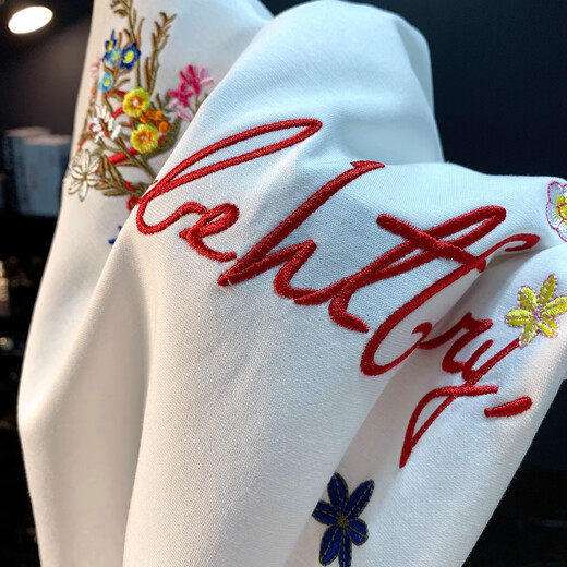 KAZUKI Kuraishi High-End-Qualität dünne gestickte kurzärmelige Männer 2025 Neues Sommer-T-Shirt-Modemarke Lose lässige, halbärmelige Top White XL Empfohlenes Gewicht 160-175 Jin [Jin gleich 0,5 kg]