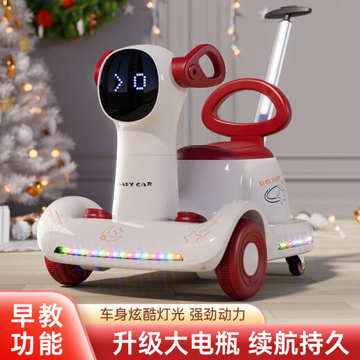 Children's electric drift car, baby toy car, can sit on one person, with remote control, baby four-wheel car, charging stroller, exclusive remote control version, mint green, 6V7 battery + remote control, dual drive + music light + push handle