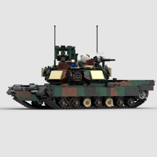 MOC军事积木 M1A2坦克模型 适用小颗粒拼装积木玩具儿童男孩 M1坦克 杏黄1048颗粒 零件+电子