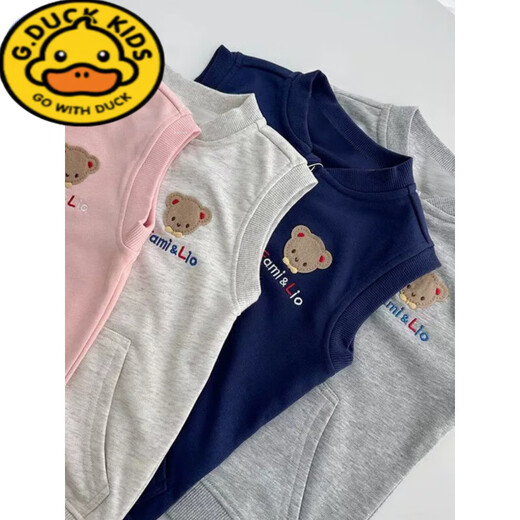 G.Duckkids reine Baumwolljungen und Mädchen Westen Kinder Frühlings- und Herbst-Dünnstil-Weste Strickjacke Baby Weste Pferd Clips tragen