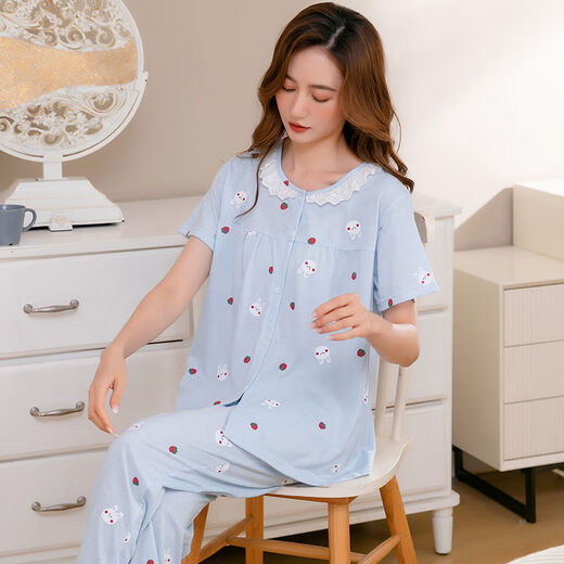 Pantalones de algodón de algodón de algodón puro yalu de verano de algodón corto, cuello redondo de cuello redondo y de moda, ropa para mujeres, W9921 M 80-100Jin [Jin equivale a 0.5 kg]