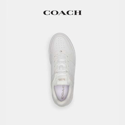 COACH New Year's gift, women's shoes, thick-soled sneakers, single shoes, retro, versatile, casual, comfortable and commuting, bright white 36