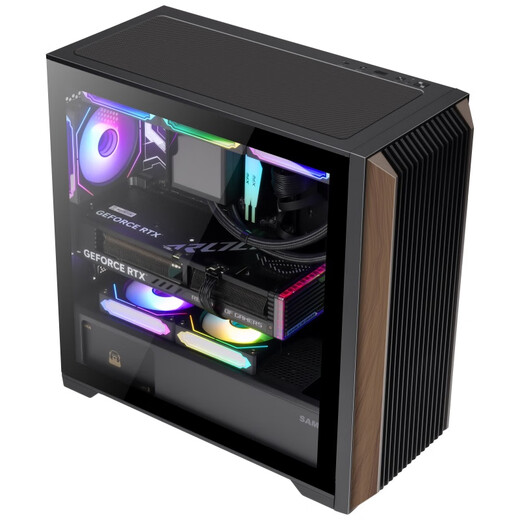 SAMA Yanzhishen Computer-Gaming-Gehäuse (360 Wasserkühlungspositionen/Multi-Lüfter-Positionen/Glasseitendurchdringung/unterstützt lange Grafikkarten und ATX-Motherboard-Positionen) kleines Windkanalgehäuse schwarz (Typ-C+ unterstützt nur MATX-Motherboards)