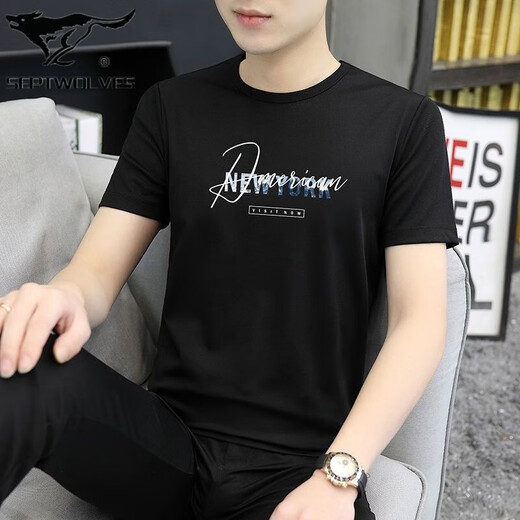 
Seven Wolves summer men's short-sleeved T-shirt slim thin sports and casual top ice silk half-sleeved round neck T-shirt Korean style #1421 White# M (95Jin[Jin equals 0.5 kg]-110Jin[Jin equals 0.5 kg])