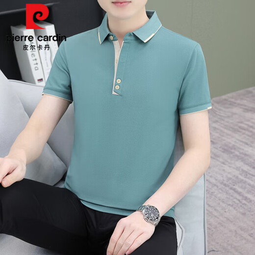 皮尔卡丹（pierre cardin）polo衫男士短袖t恤夏季潮牌商务休闲有领上衣服男装翻领半袖体恤 黑色 QY723 L