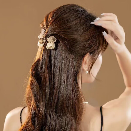 Grappling clip hairpin women's ponytail clip large hairpin ball hair accessories hair twister Korean style duckbill clip for the back of the head 1 coffee gold small gripping clip 4.5 cm