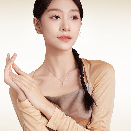 Saturday Fu Fulu Gourd Pendant Women's S925 Silver Necklace Auspicious Chalcedony Pendant Birthday Gift J0612306 40+5cm