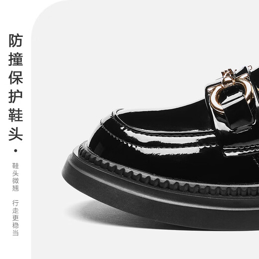 意尔康童鞋秋季女童公主鞋开学必备儿童黑皮鞋防滑学生皮鞋表演鞋黑色34