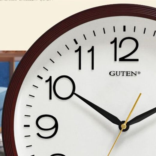 维榕金钟宝挂钟大客厅学校简约圆石英墙钟显眼大字体挂壁钟 3883哑黑色    直径34厘米 1英寸