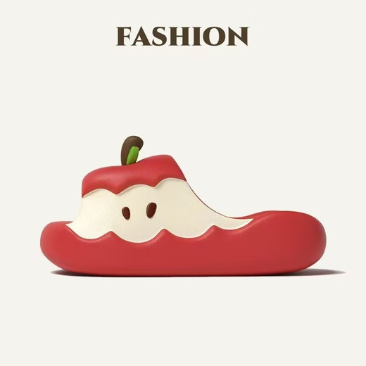 Pingxiao Internet celebrity Apple EVA slippers for women students summer outer wear thick-soled cartoon cute and comfortable home sandals and slippers Yuanyang Apple -EVA high elastic rubber plastic 36
