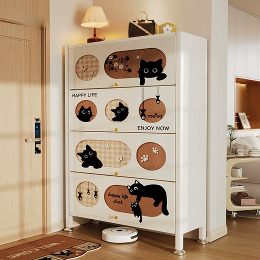 
Yuhuade steel shoe cabinet household door entrance entrance entrance cabinet against the wall integrated shoe cabinet mid-style dustproof large-capacity shoe cabinet 11-layer 700*350*1695 [retro cute cat]