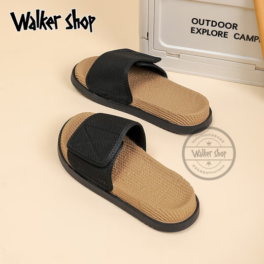 Walker Shop男士拖鞋夏季2025新款室外休闲时尚一字拖鞋个性潮百搭拖鞋沙滩鞋 黑色 41