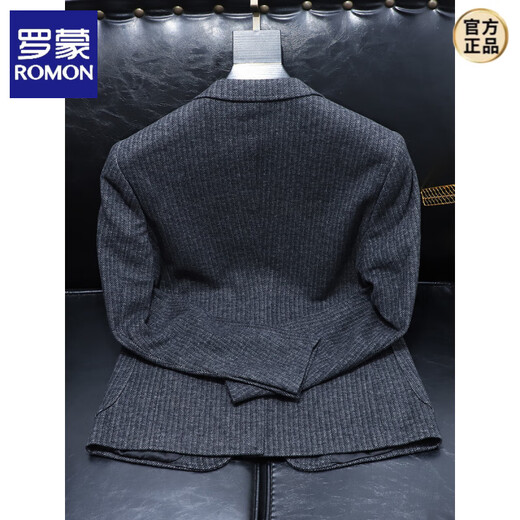 ROMON Woolen Suit Men's 2025 Autumn and Winter New Trendy Casual Men's Two-Button Single Suit Jacket with Center Slit at the Back Gray M