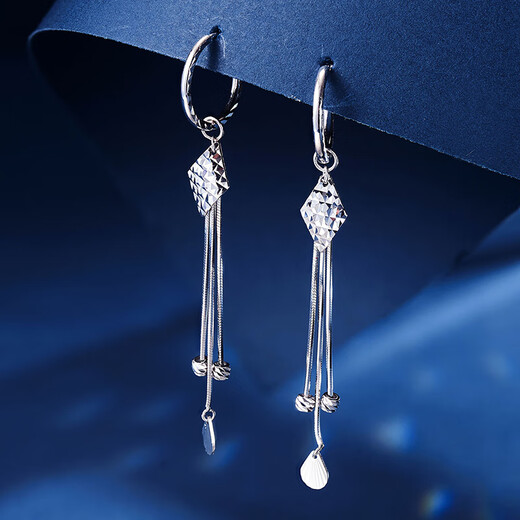 Meluxe platinum earrings for women, PT950 tassel earrings, birthday gift for girlfriend, wife, about 3.34g