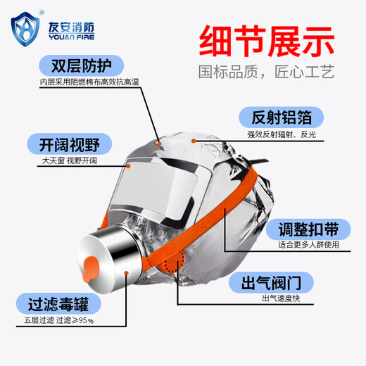 Youan national standard 3C certified fire mask, anti-virus, anti-smoke and fire-proof mask, hotel, guesthouse, bed and breakfast, school home fire emergency filter-type escape self-rescue respirator TZL30 Youan brand TZL30 classic model single pack (adult model) New date