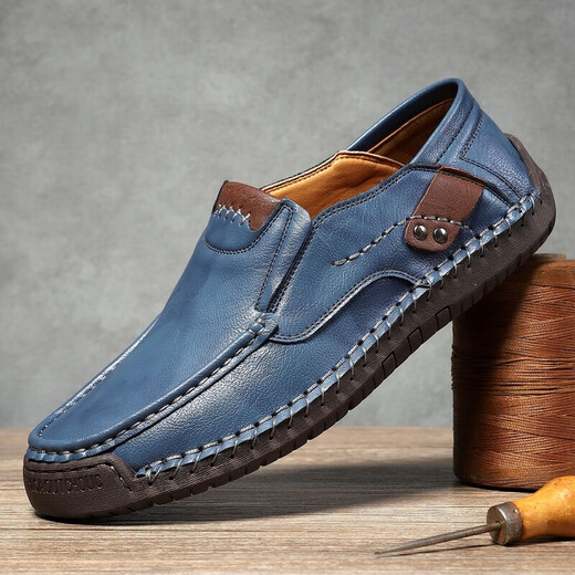 Gy Jinlilai zapatos para hombres cosidas a mano para hombres con zapatos casuales al aire libre con un pie plano de cuero plano mocasines de gran tamaño 9916 marrón oscuro 39