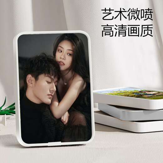 Wedding photo frame, washed photos, customized into photo enlargement, wall hanging table, crystal printing, high-end, elegant silver, wooden_8 inches