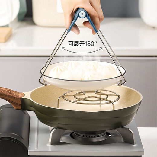 Anti-scald bowl clamp, stainless steel anti-scald bowl clamp, plate lifter, bowl clamp, plate grabber, kitchen handyman, Nordic blue, stable clamping + saving time and effort, silicone anti-slip, 2-piece set, plate lifter + bowl clamp, easy to clamp