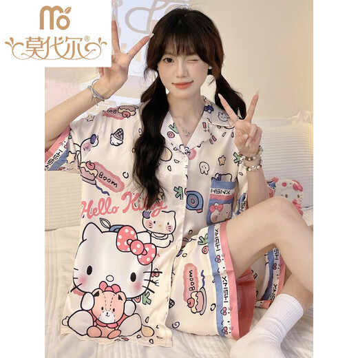 莫代尔睡衣女款夏季仿丝.稠薄款学生可爱甜美卡通冰丝短袖家居服夏天套 #YX-3937 L [99-115]斤