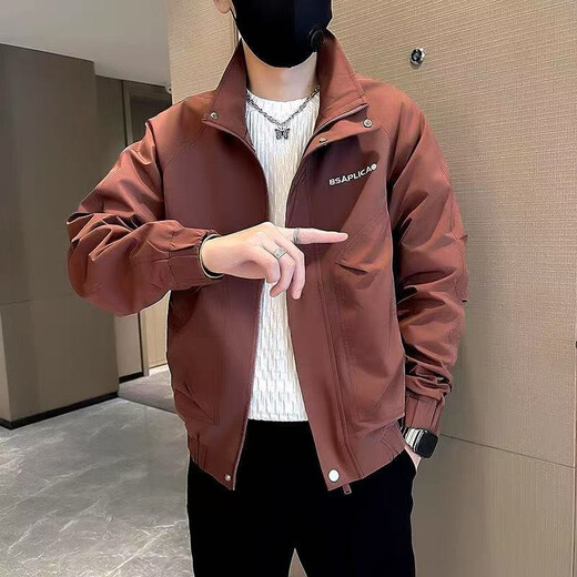 Spring and Autumn Jacket Men's 2026 New Style Teenage Handsome Fashion Brand Premium Lapel Slim Jacket Men's Fashion Black L Recommended 100-115 Jin Jin equals 0.5 kg