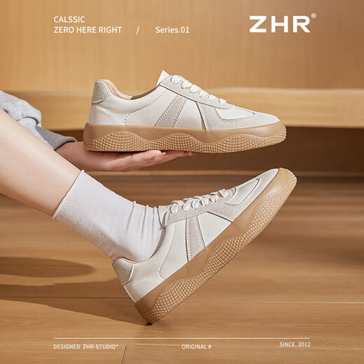 ZHR German training shoes women's board shoes couple casual versatile CP sports shoes for women retro lightweight soft sole non-slip commuter shoes rice gray 37
