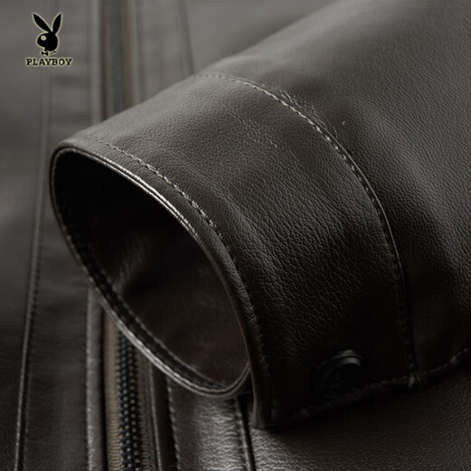Playboy (PLAYBOY) Dad Winter Genuine Leather Jacket Men's 2026 Velvet Thickened Middle-aged and Elderly New Warm Leather Jacket Men Black L