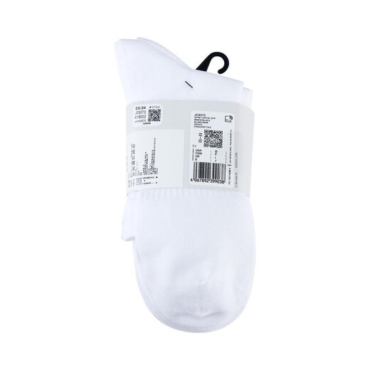 Chaussettes adidas occasionnelles chaussettes masculines chaussettes de femmes pour femmes et femmes quatre saisons universelles à trois paires chaussettes en sutume en sutume en sutume en coton polyvalent jc9273 / white xs