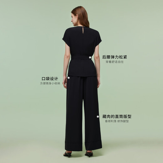歌莉娅（GOELIA）【四面弹】歌莉娅高级松弛感穿搭套装女夏2025超火黑色ootd三件套 00B黑色 M