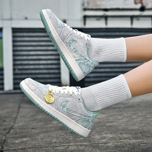 Nike AJ Herrenschuhe Schlangenjahre Limited AJ1 Dritter Prinz Ao Bing Schwarz -Weiß -Panda Low Top Schuhe lässig Sneaker lieben dritte Prinz Ao Bing 9928 35