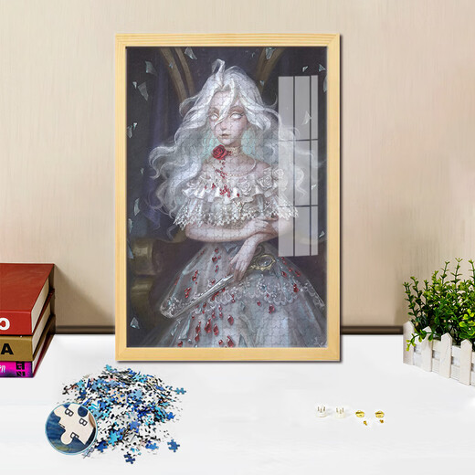 Die fünfte Persönlichkeit Mary Red Lady Puzzle 1000 Stücke Holz gerahmt erwachsene handgefertigte DIY-Spleißspielzeug A12349-Red Lady 55x42 cm (Brechen mit schwarzem Fotorahmen) 500 Stücke