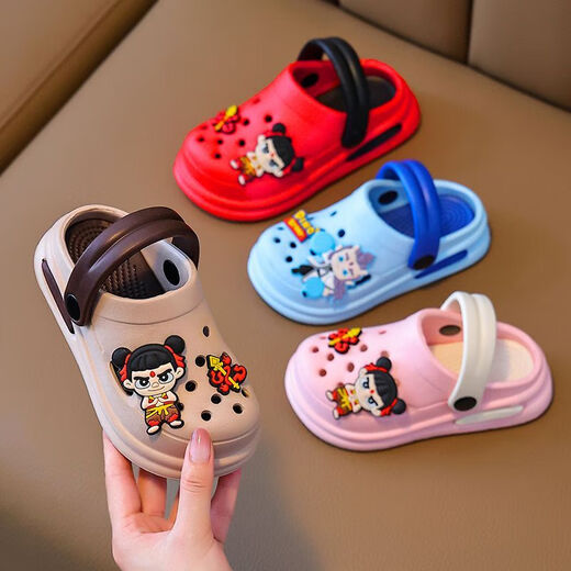 G.Duck Kids Nezha New Childrens Hore Shoes Soft Sole не скользит милый мультфильм летний летний и открытый детские тапочки красные луки 24 -25