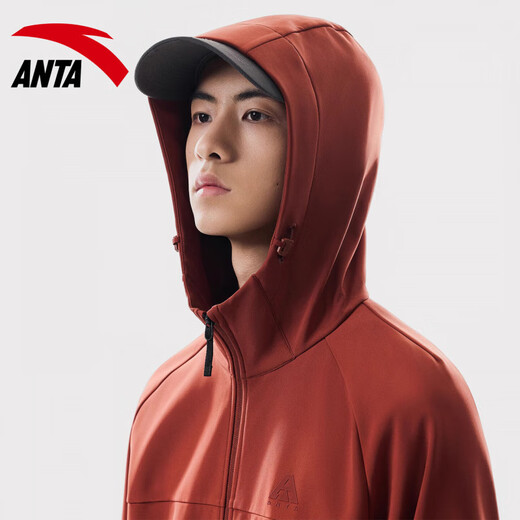 ANTA Jacket Men's Soft Shell Jacket Autumn and Winter New Earth Shell 3.0 Charge Three-Proof Plus Velvet Men's Outdoor Sports Jacket Water-Repellent 6609-4 Slightly Smoked Green L (175) Suitable for 120-140 Jin Jin equals 0.5 kg