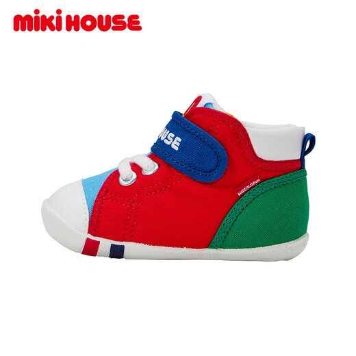 MIKIHOUSE Japanese-made baby toddler shoes for boys and girls, four-season antibacterial and antiviral rainbow color matching British style casual fashion multi-color one section 12.5 (suitable for feet 12cm long)