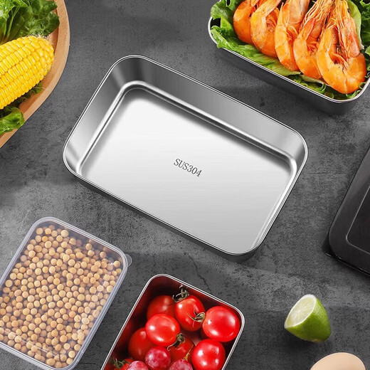 Jidaocook stainless steel crisper storage box sealed food grade commercial stall picnic lunch box refrigerator special box stainless steel crisper box with lid single piece